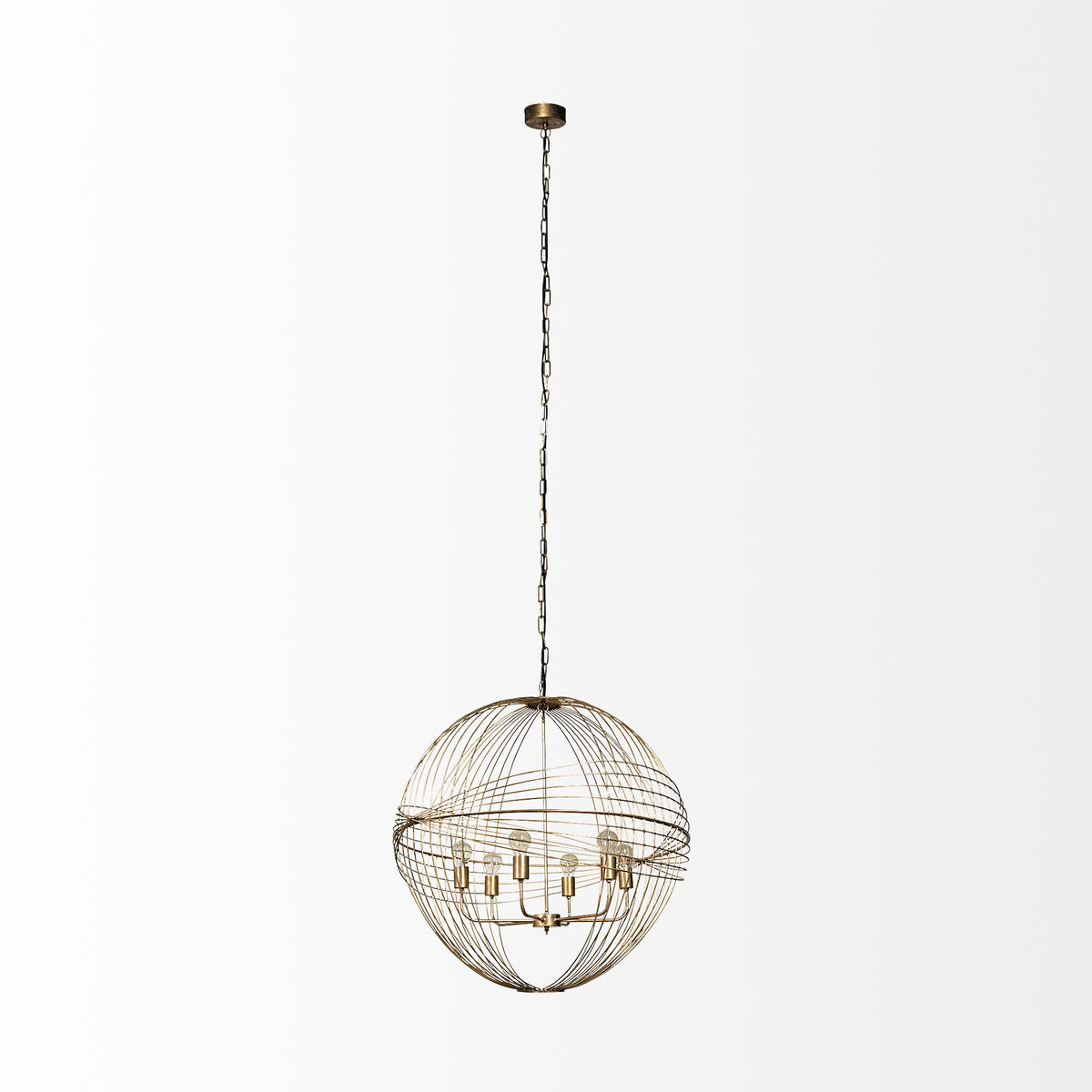 Chiron II 36L x 36W x 38H Gold Metal Globe Six Bulb Chandelier-Chandeliers-DECOROLALA