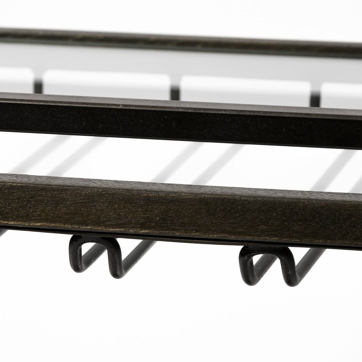 Chriselle Black Metal And Glass Two Tier Bar Cart-Rolling Carts-DECOROLALA