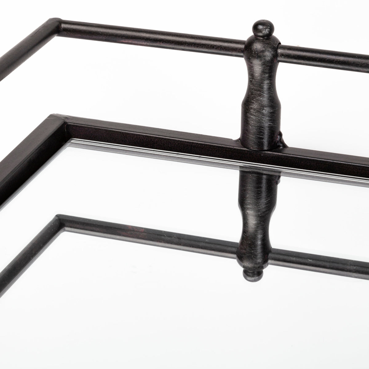 Christa 22L x 22W Black Metal Mirrored Base Square Tray-Trays-DECOROLALA