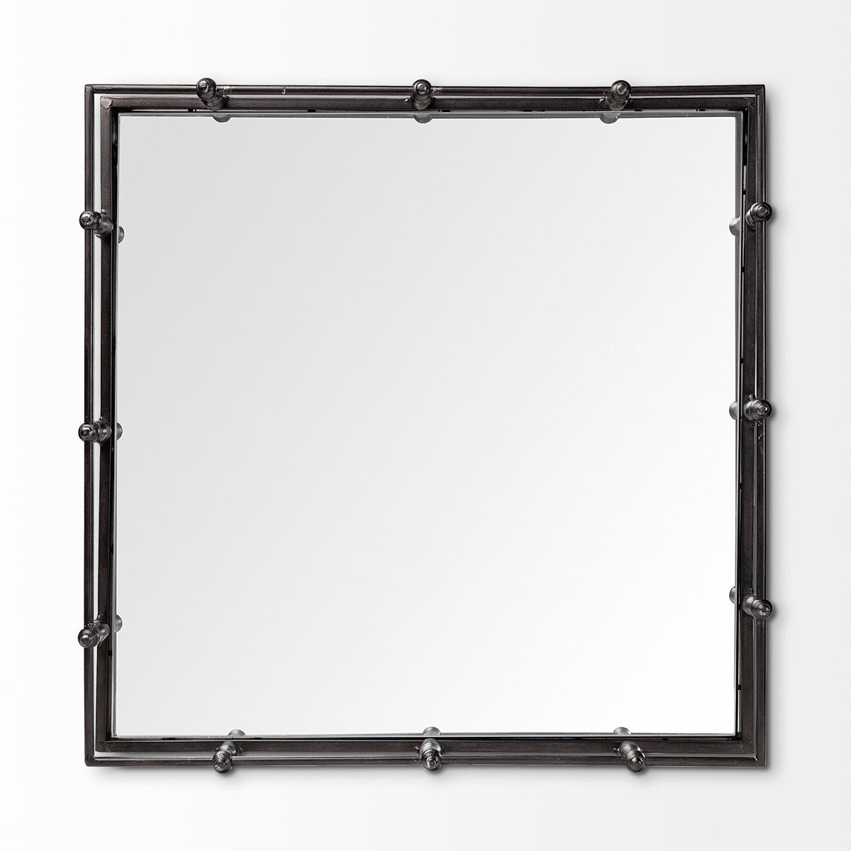 Christa 22L x 22W Black Metal Mirrored Base Square Tray-Trays-DECOROLALA