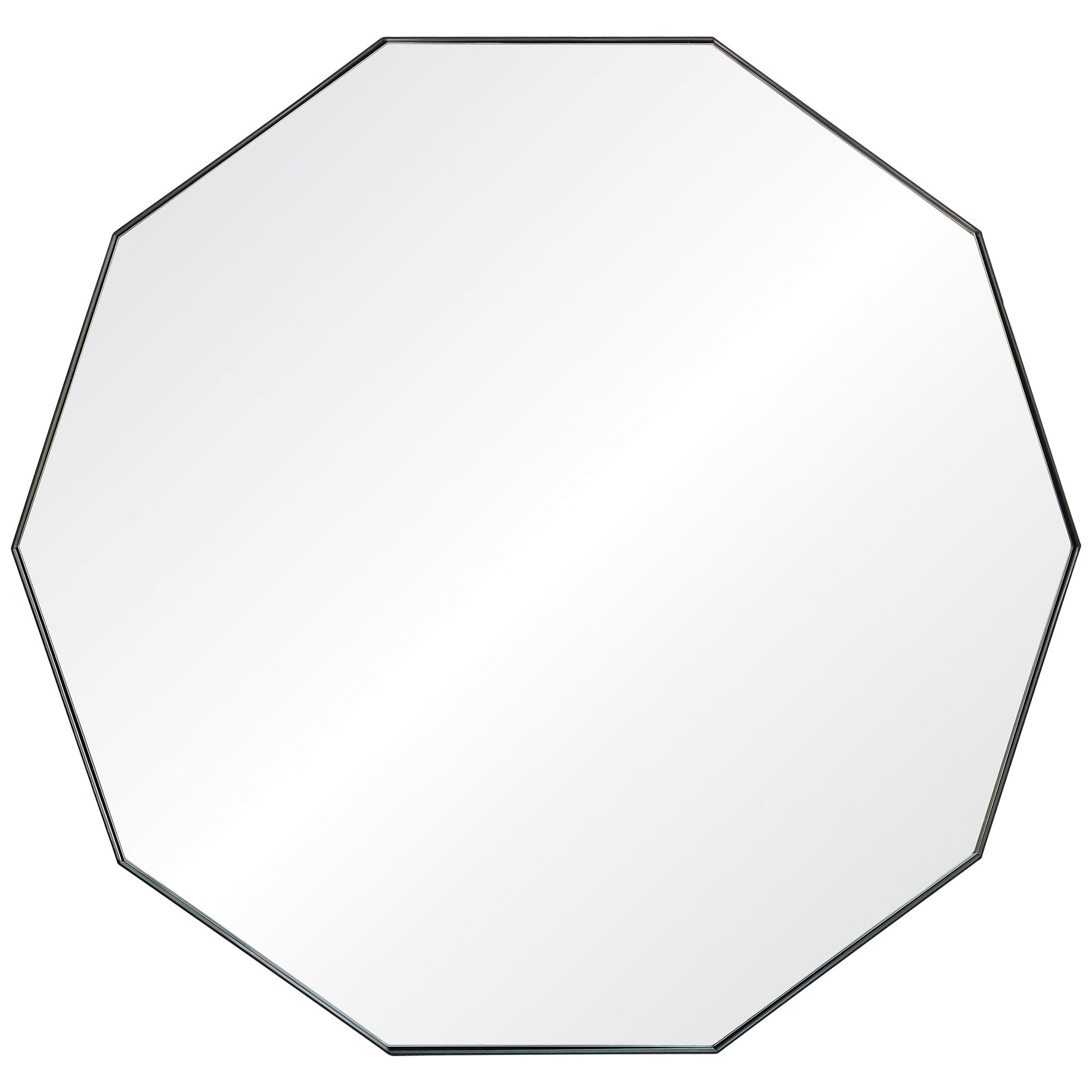 Christian 48" Tall Decagonal Wall Mirror, Black-Mirror-DECOROLALA