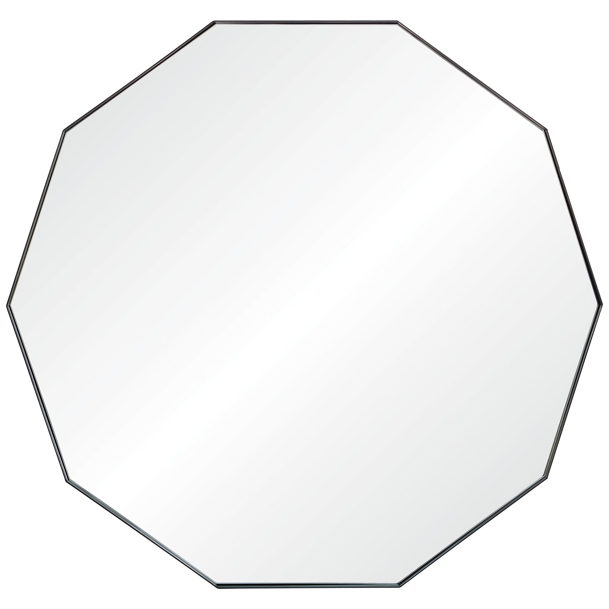 Christian 48" Tall Decagonal Wall Mirror, Black-Mirror-DECOROLALA