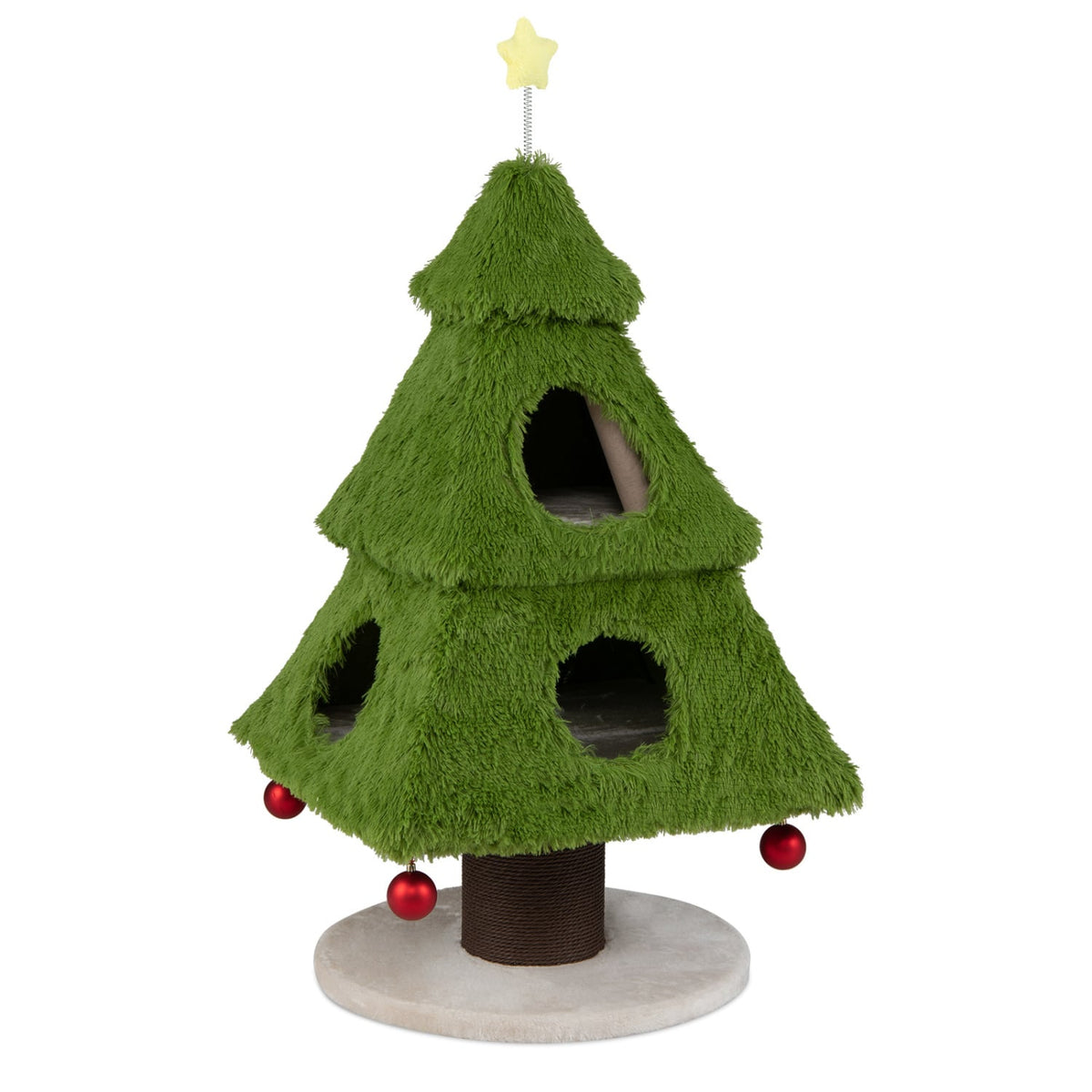 Christmas Cat Tree with Scratching Post and Dangling Balls for Indoor Cats-Green-Cat Trees & Scratchers-DECOROLALA