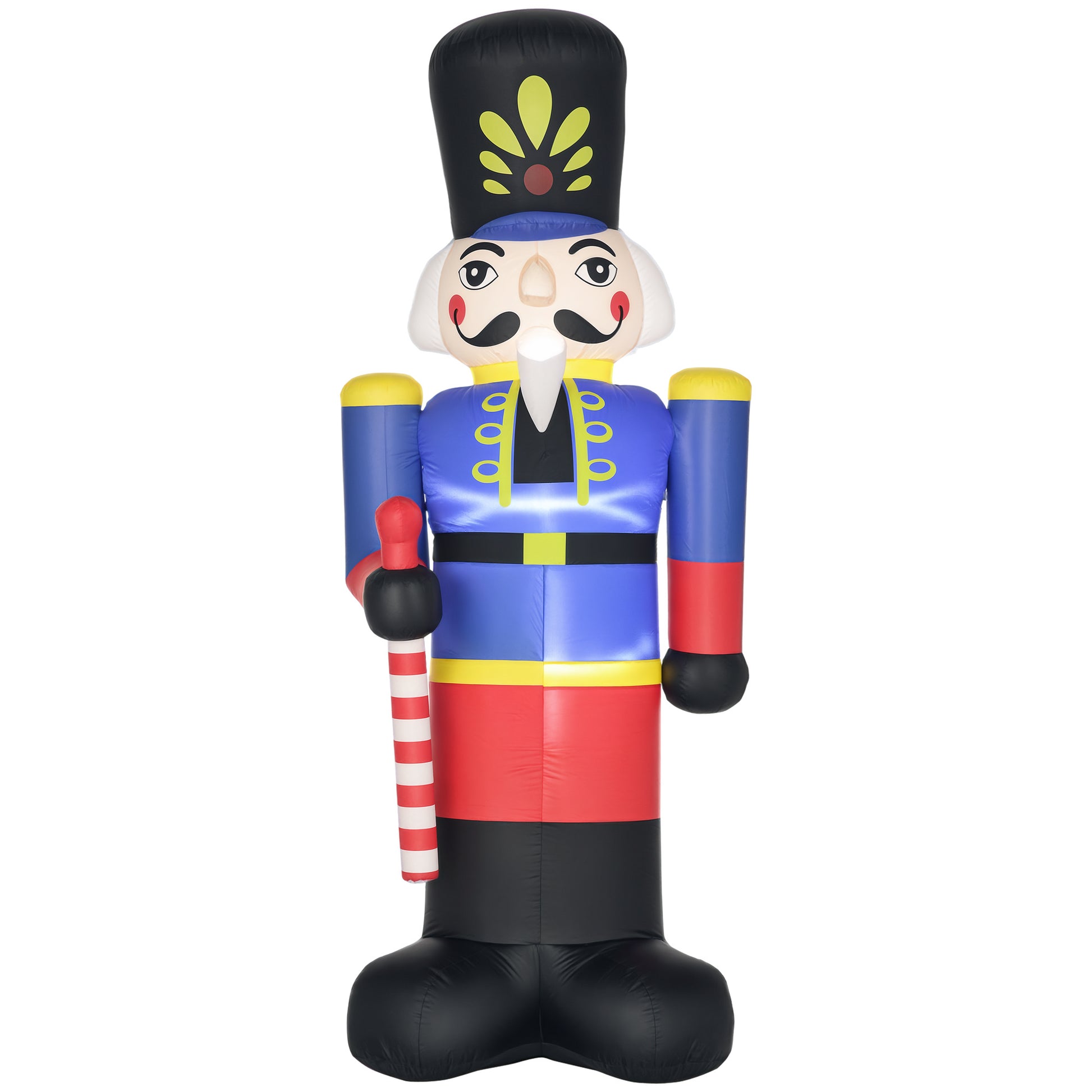 Christmas Outdoor Yard Colorful 8ft Blow Up Inflatable Walnut Soldier with Scepter Decoration with 3 LED for Indoor Outdoor House Party Display-Home Furnishings > Holiday & Seasonal > Christmas Decorations > Christmas Inflatables-DECOROLALA