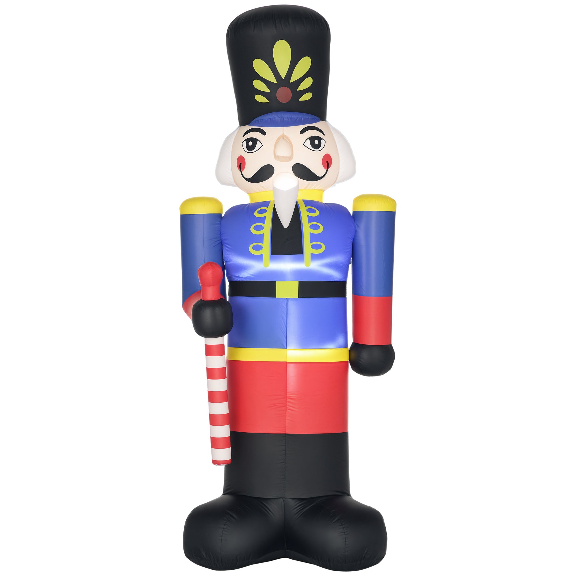 Christmas Outdoor Yard Colorful 8ft Blow Up Inflatable Walnut Soldier with Scepter Decoration with 3 LED for Indoor Outdoor House Party Display-Home Furnishings > Holiday & Seasonal > Christmas Decorations > Christmas Inflatables-DECOROLALA
