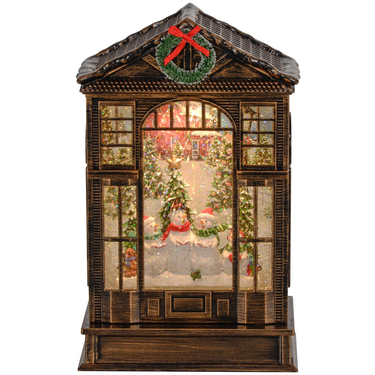 Christmas Snow Globe Lantern - Musical Bronze 9.8"-Home Furnishings > Holiday & Seasonal > Christmas Decorations > Christmas Village Houses-DECOROLALA