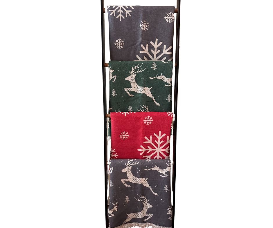 Christmas Turkish Cotton Throw 56" x 72"-Throw Blankets-DECOROLALA