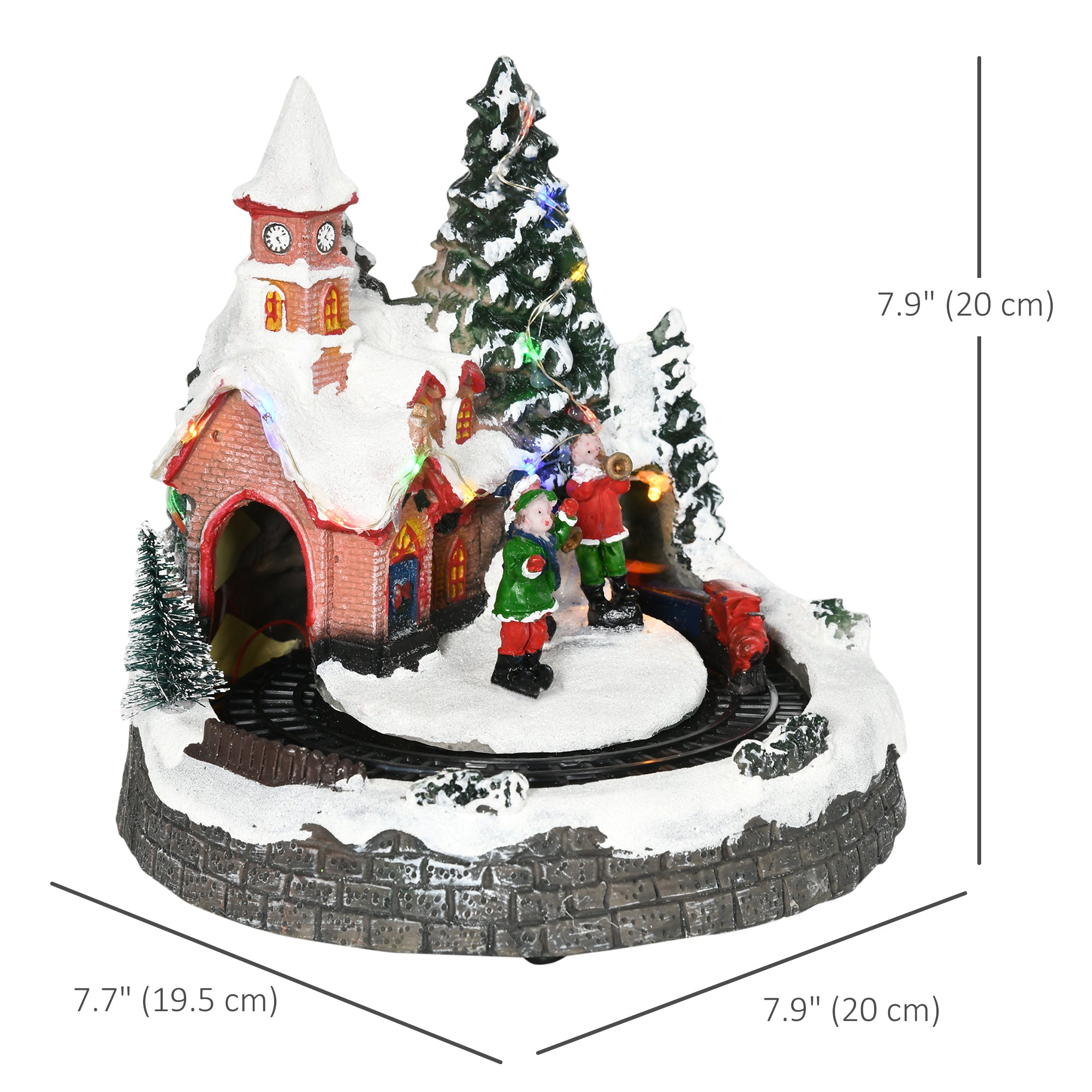 Christmas Village with Rotating Train, LED Lights & Music-Home Furnishings > Holiday & Seasonal > Christmas Decorations > Christmas Village Houses-DECOROLALA