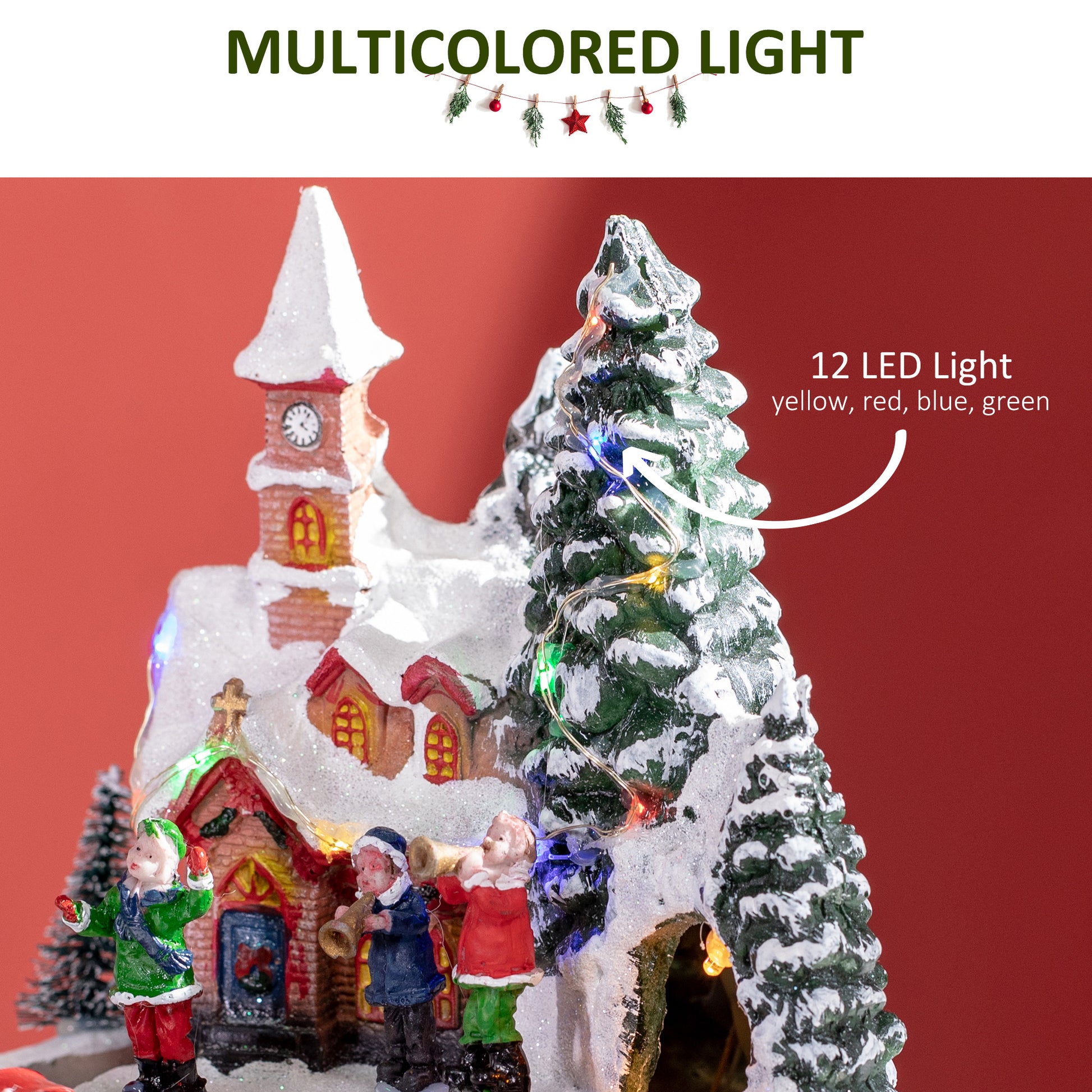 Christmas Village with Rotating Train, LED Lights & Music-Home Furnishings > Holiday & Seasonal > Christmas Decorations > Christmas Village Houses-DECOROLALA