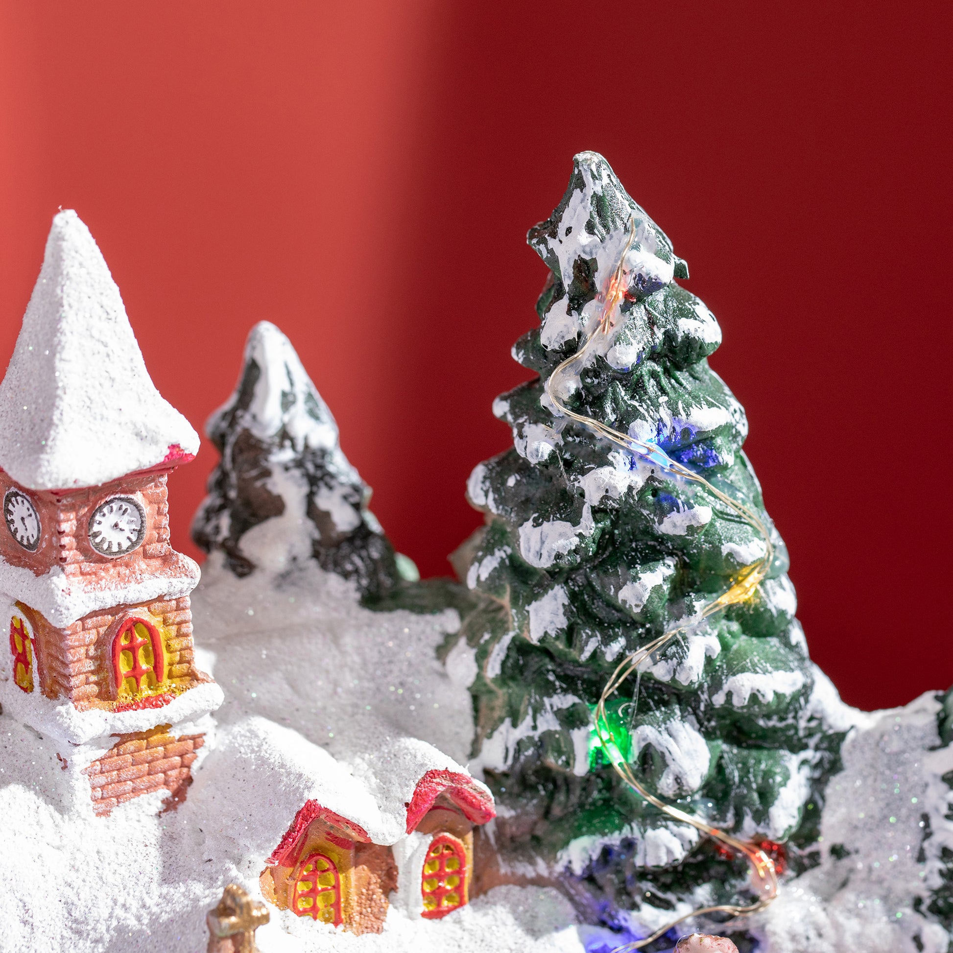 Christmas Village with Rotating Train, LED Lights & Music-Home Furnishings > Holiday & Seasonal > Christmas Decorations > Christmas Village Houses-DECOROLALA