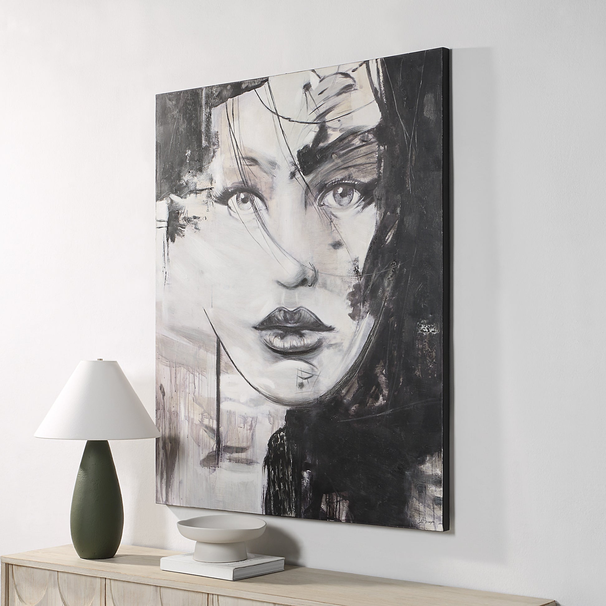 Chrysantine 50" Wide Canvas Art, Black-Canvas Art-DECOROLALA