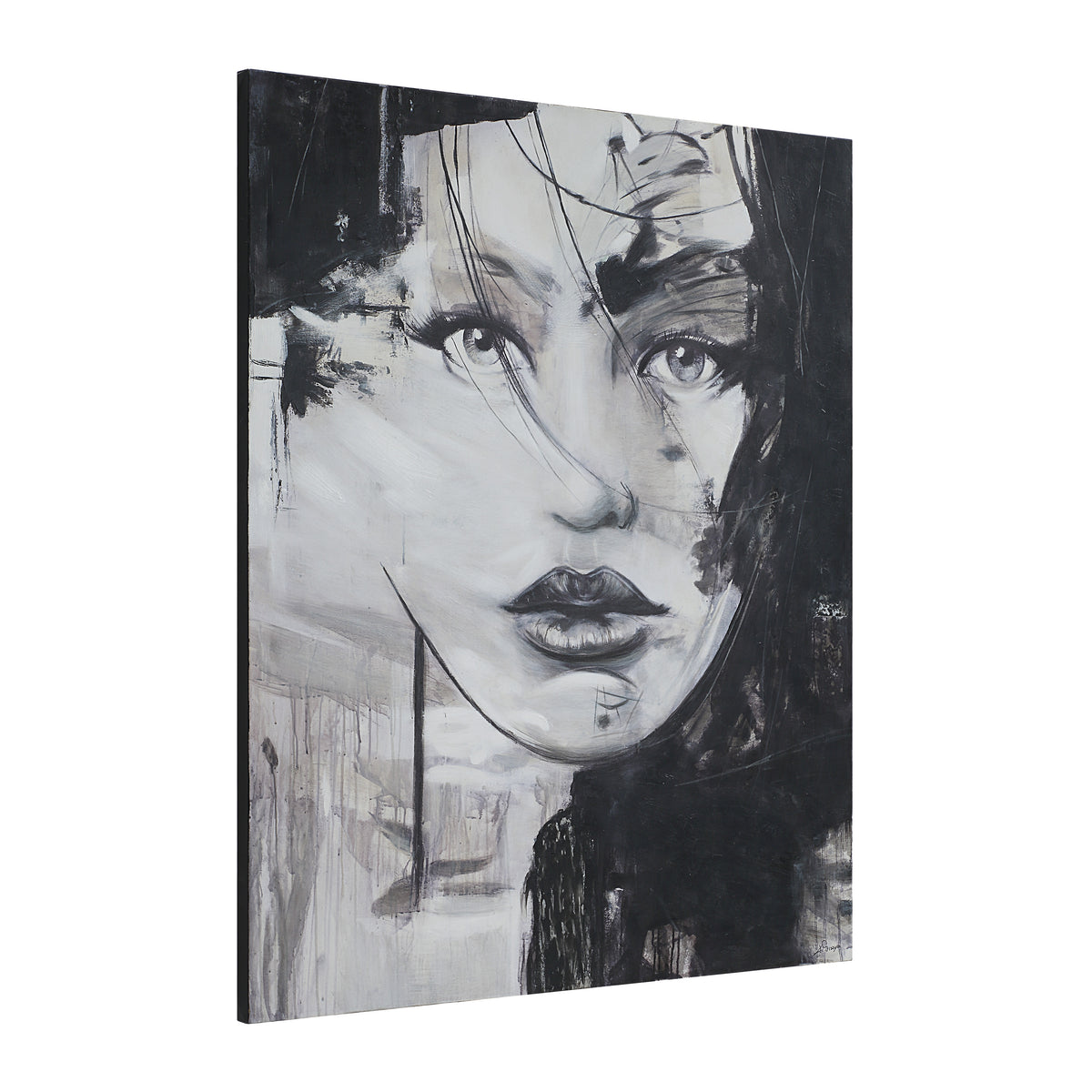 Chrysantine 50" Wide Canvas Art, Black-Canvas Prints-DECOROLALA