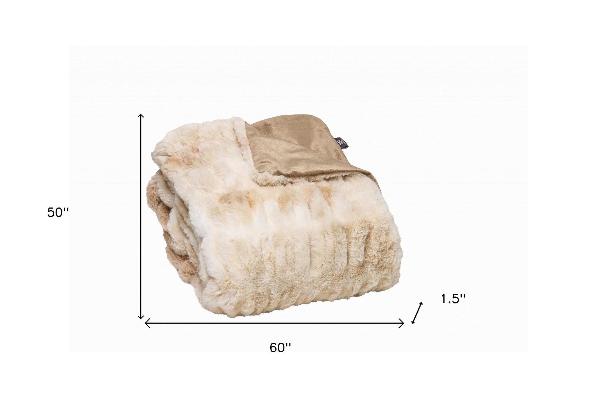 Chunky Sectioned Shades Of Beige Faux Fur Throw Blanket-Throws & Blankets-DECOROLALA