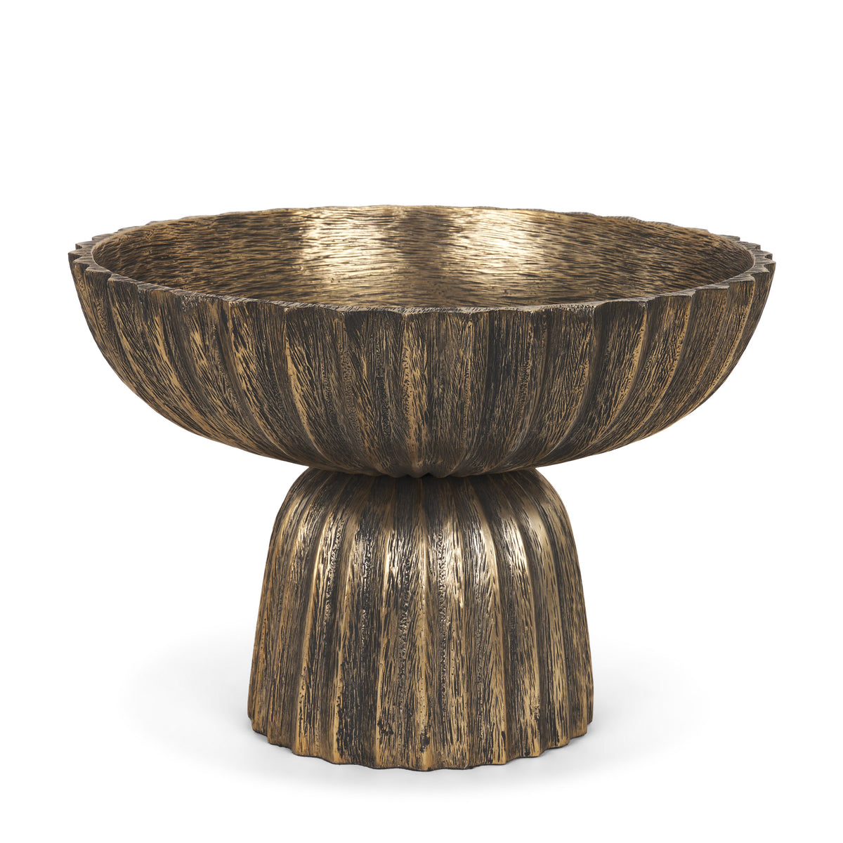 Ciaran Smooth Fluted Matte Metal Decorative Bowl-Bowls-DECOROLALA