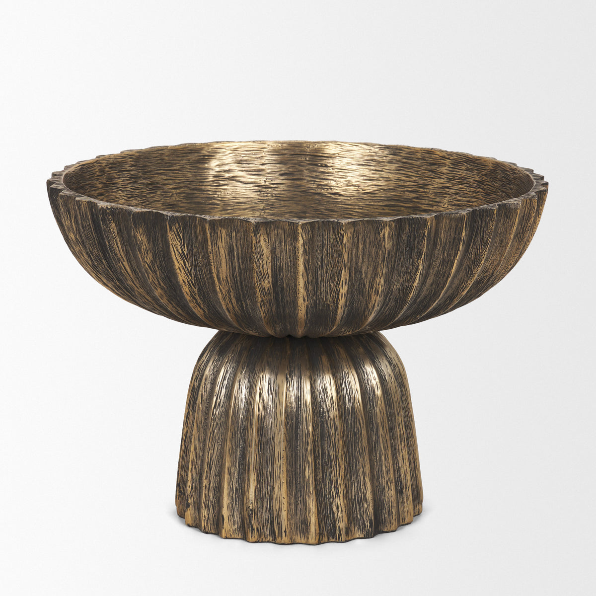 Ciaran Smooth Fluted Matte Metal Decorative Bowl-Bowls-DECOROLALA