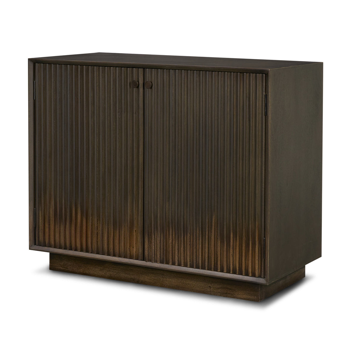 Cinder Accent Cabinet - Dark Brown Wood Reeded 2-Door-Accent Cabinets & Chests-DECOROLALA