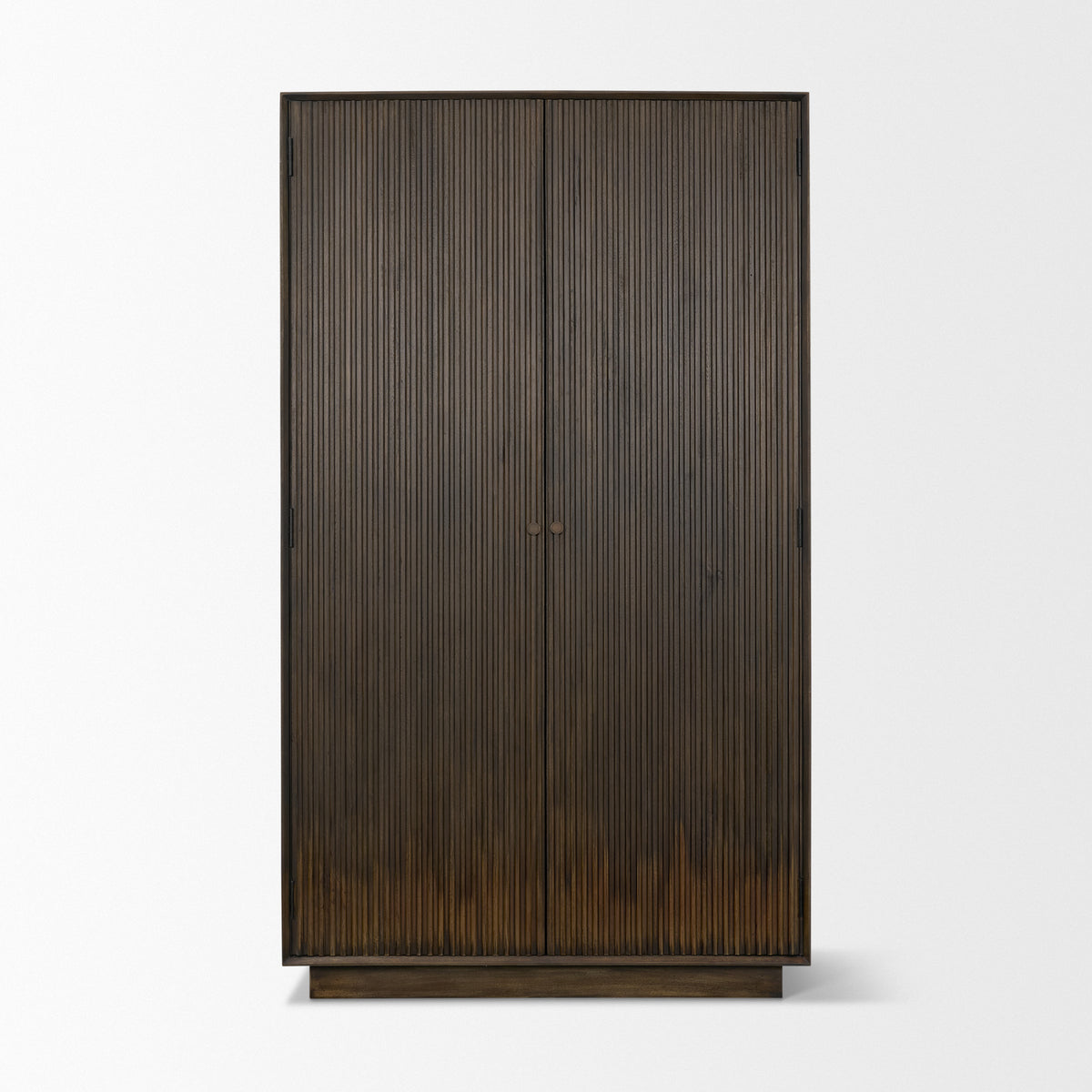 Cinder Distressed Dark Brown Wood Reeded 2-Door Closed Tall Cabinet-Cabinets-DECOROLALA
