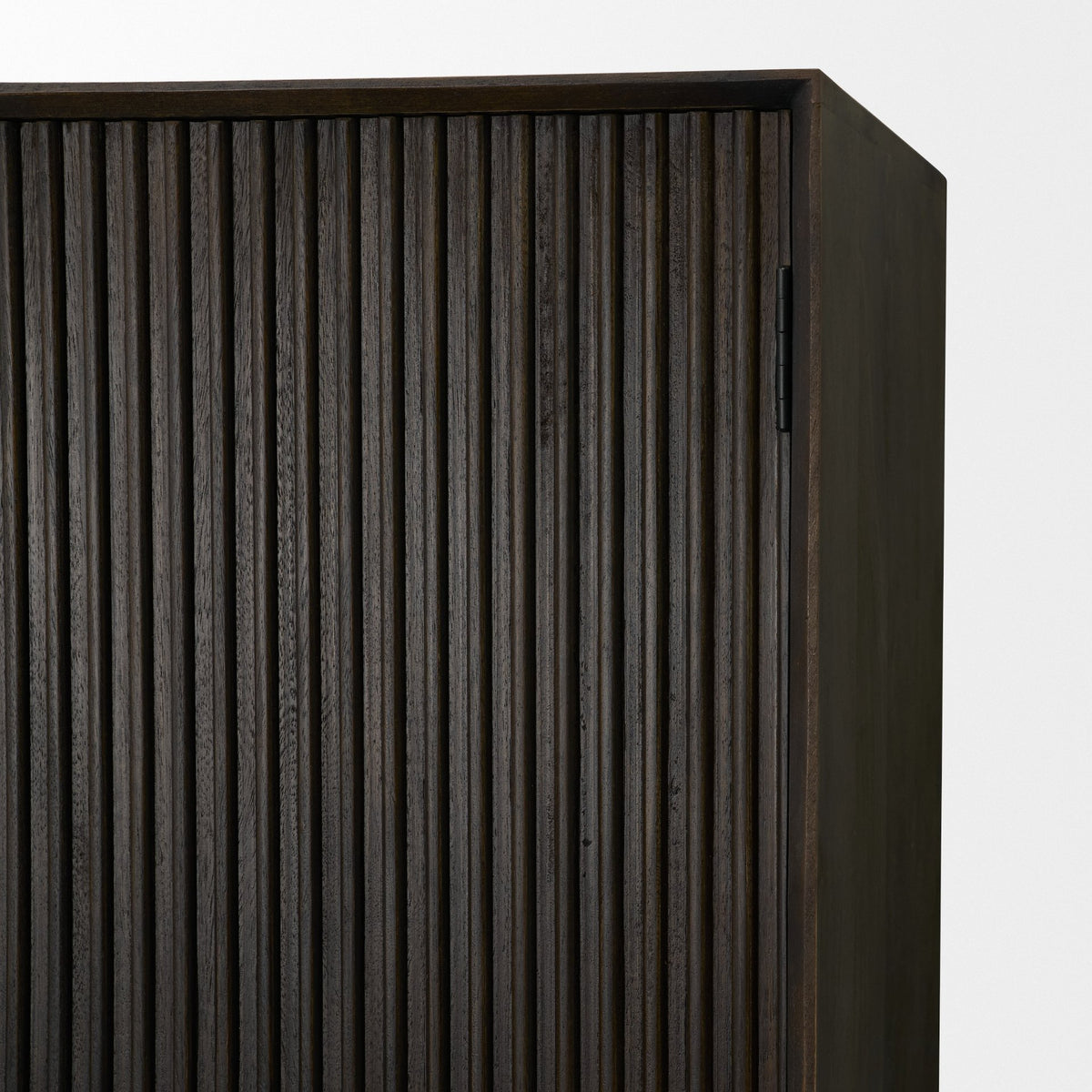 Cinder Distressed Dark Brown Wood Reeded 2-Door Closed Tall Cabinet-Cabinets-DECOROLALA