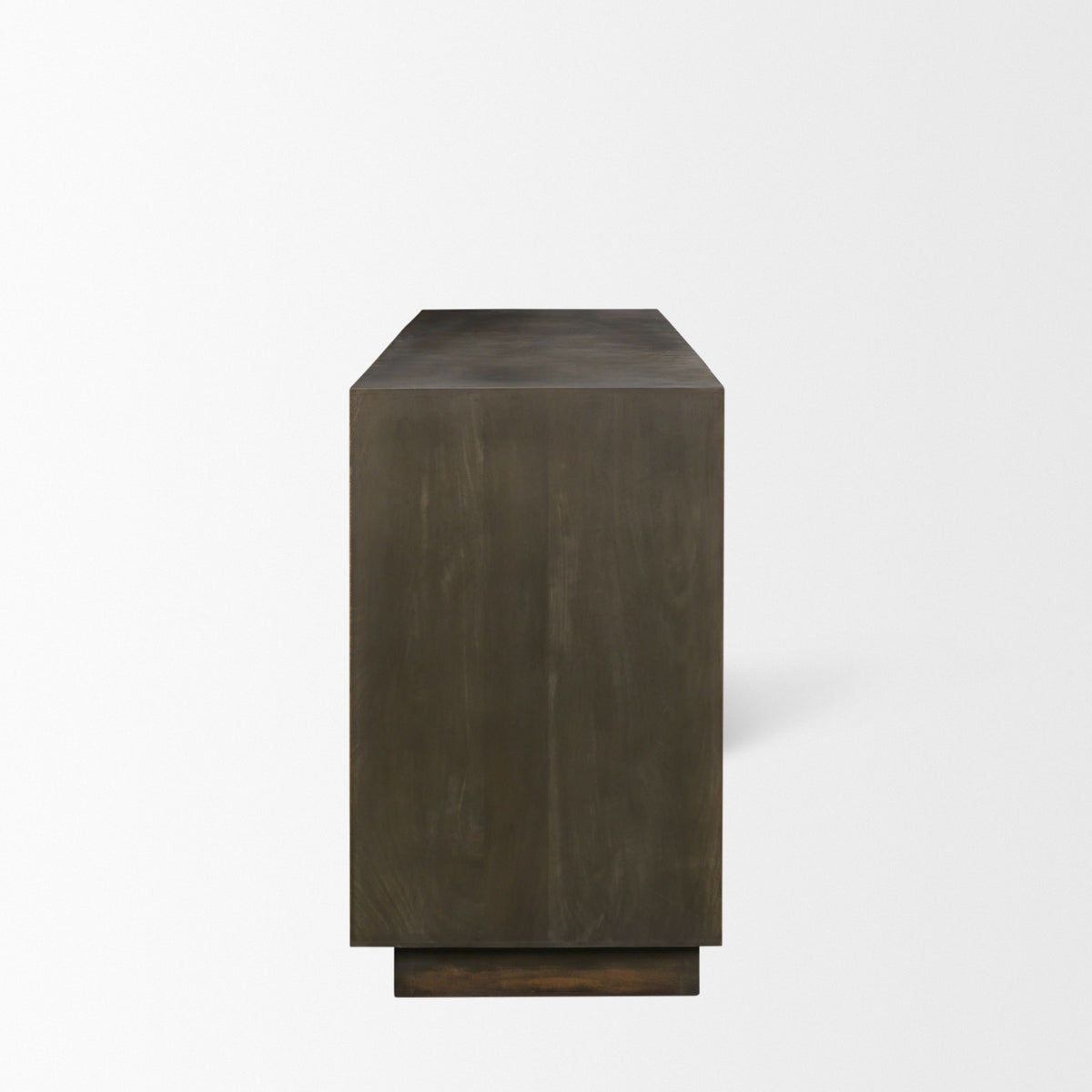 Cinder Distressed Dark Brown Wood Reeded 4-Door Closed Sideboard-Sideboards & Buffets-DECOROLALA