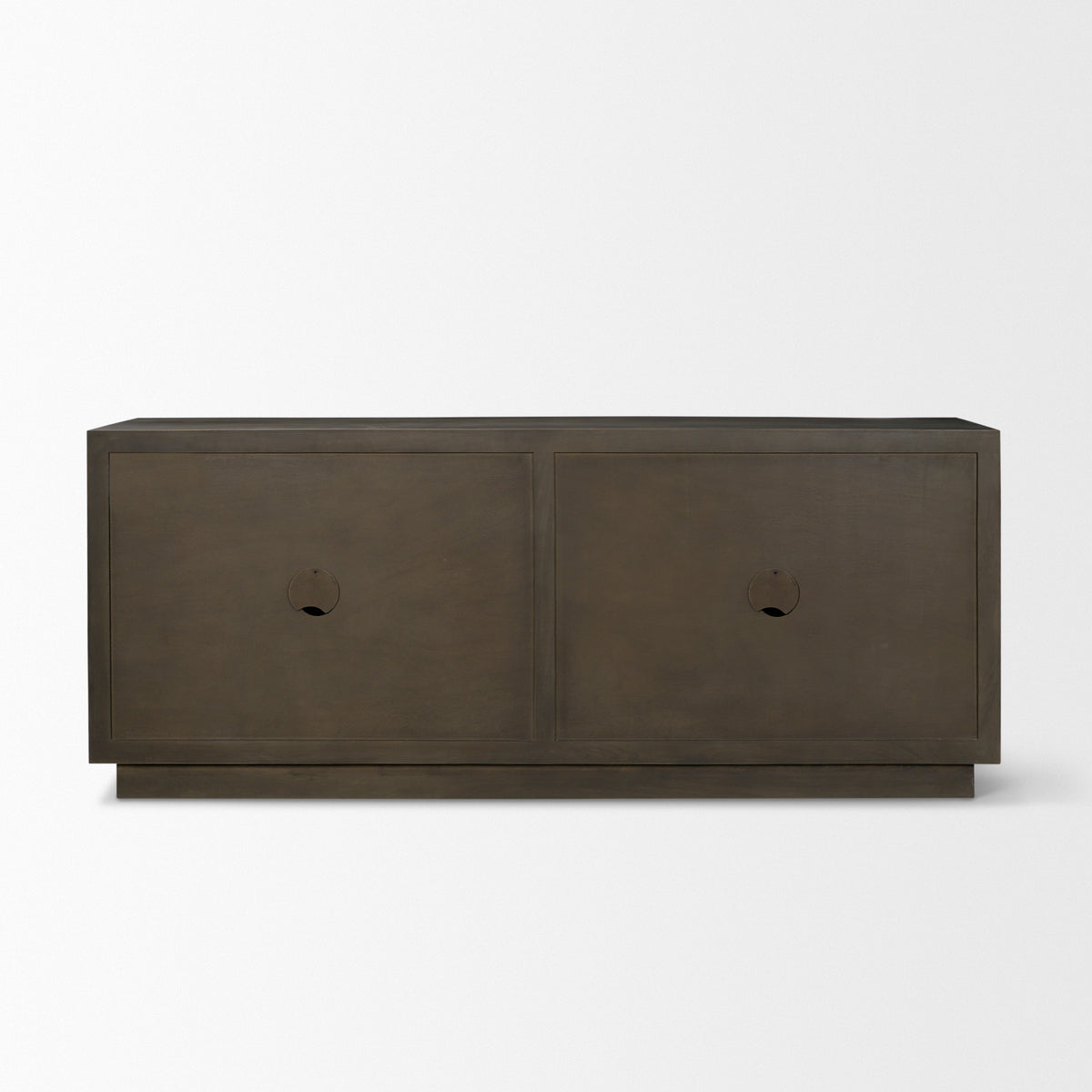Cinder Distressed Dark Brown Wood Reeded 4-Door Closed Sideboard-Sideboards & Buffets-DECOROLALA