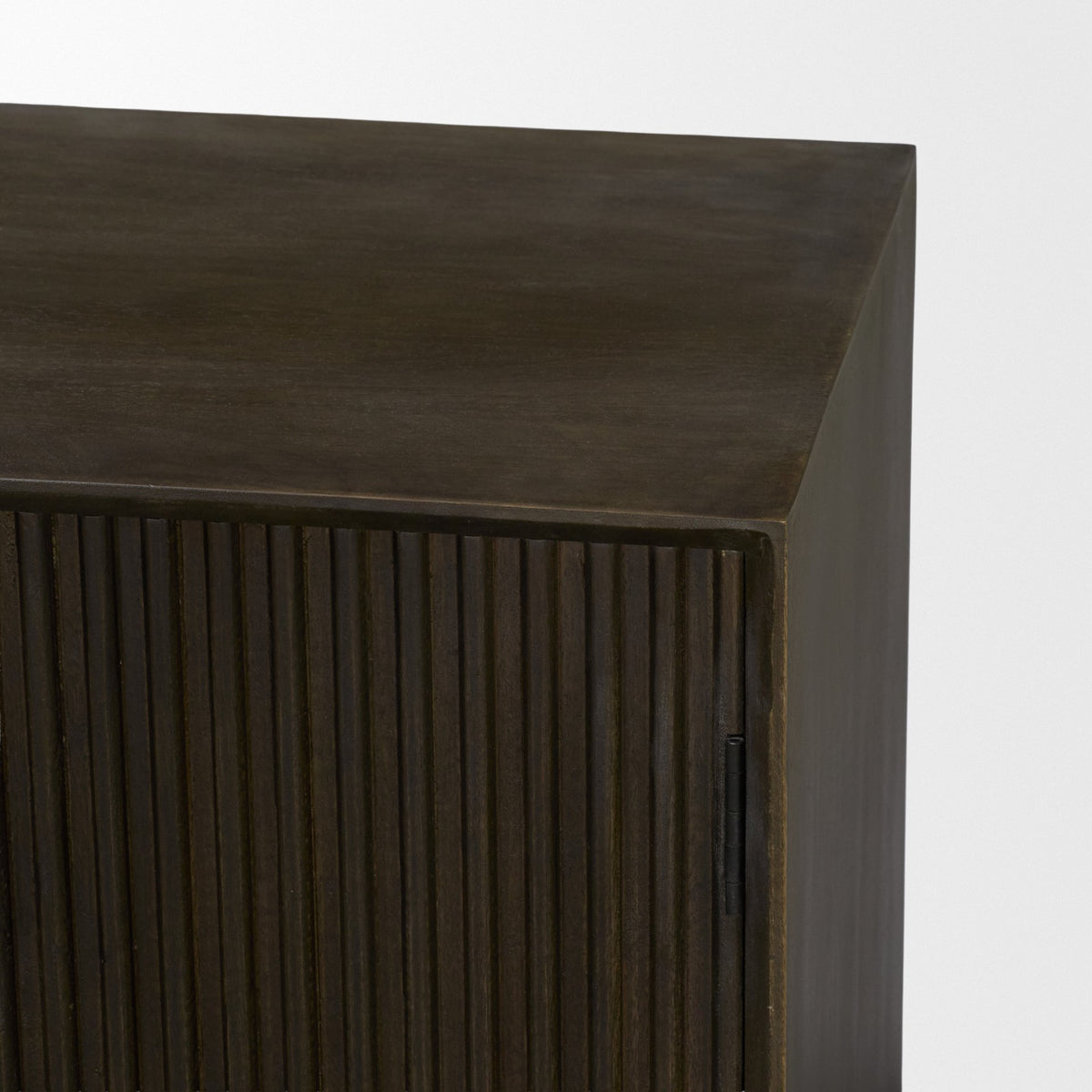 Cinder Distressed Dark Brown Wood Reeded 4-Door Closed Sideboard-Sideboards & Buffets-DECOROLALA