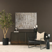 Cinder Distressed Dark Brown Wood Reeded 4-Door Closed Sideboard-Sideboards & Buffets-DECOROLALA