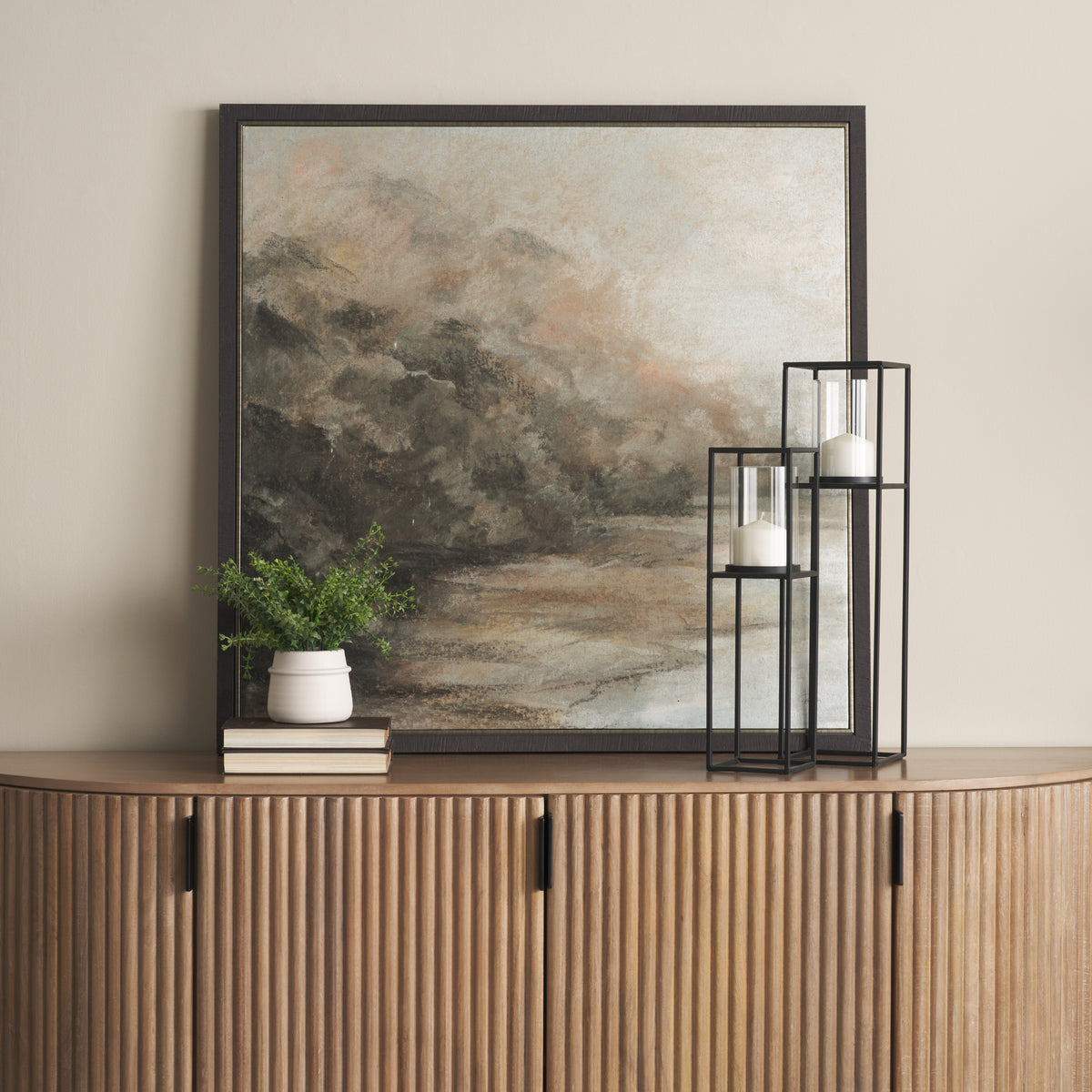 Cindy Matte Black Metal and Glass Candle Holders-Candle Holders-DECOROLALA