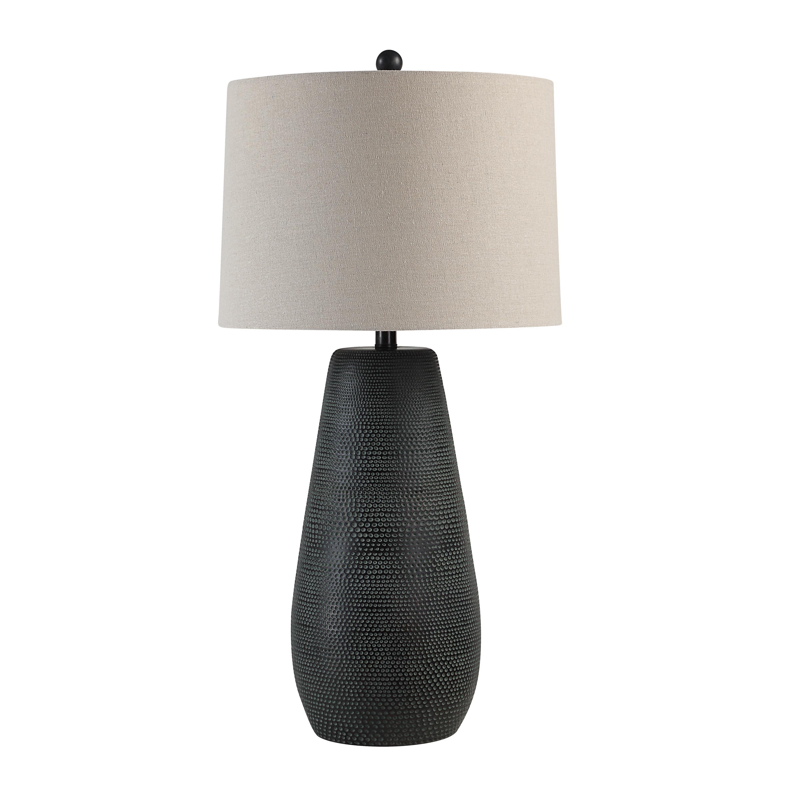 Cipria 31.5" Table Lamp with Linen Shade, Black-Table Lamp-DECOROLALA
