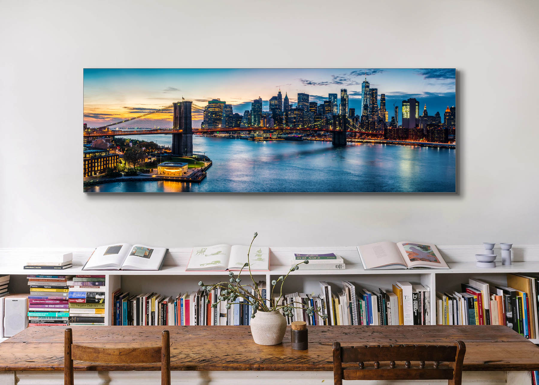 Cities Skylines NYC Sunset Bridge Canvas Wall Art-Wall Art-DECOROLALA