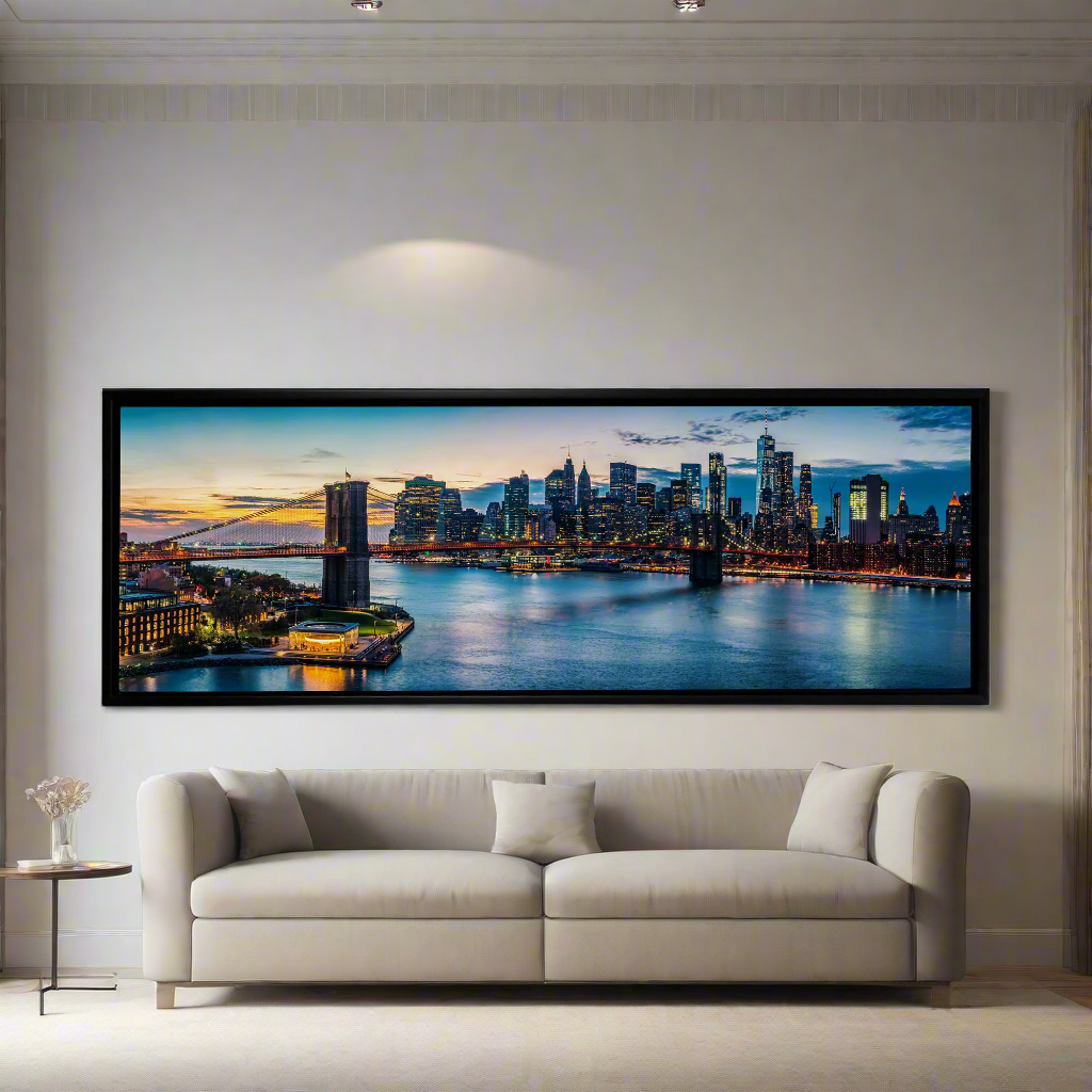 Cities Skylines NYC Sunset Bridge Canvas Wall Art-Wall Art-DECOROLALA
