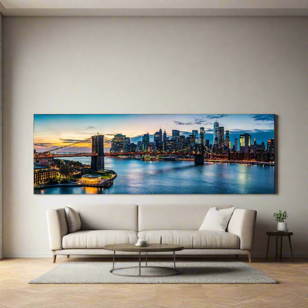 Cities Skylines NYC Sunset Bridge Canvas Wall Art-Wall Art-DECOROLALA