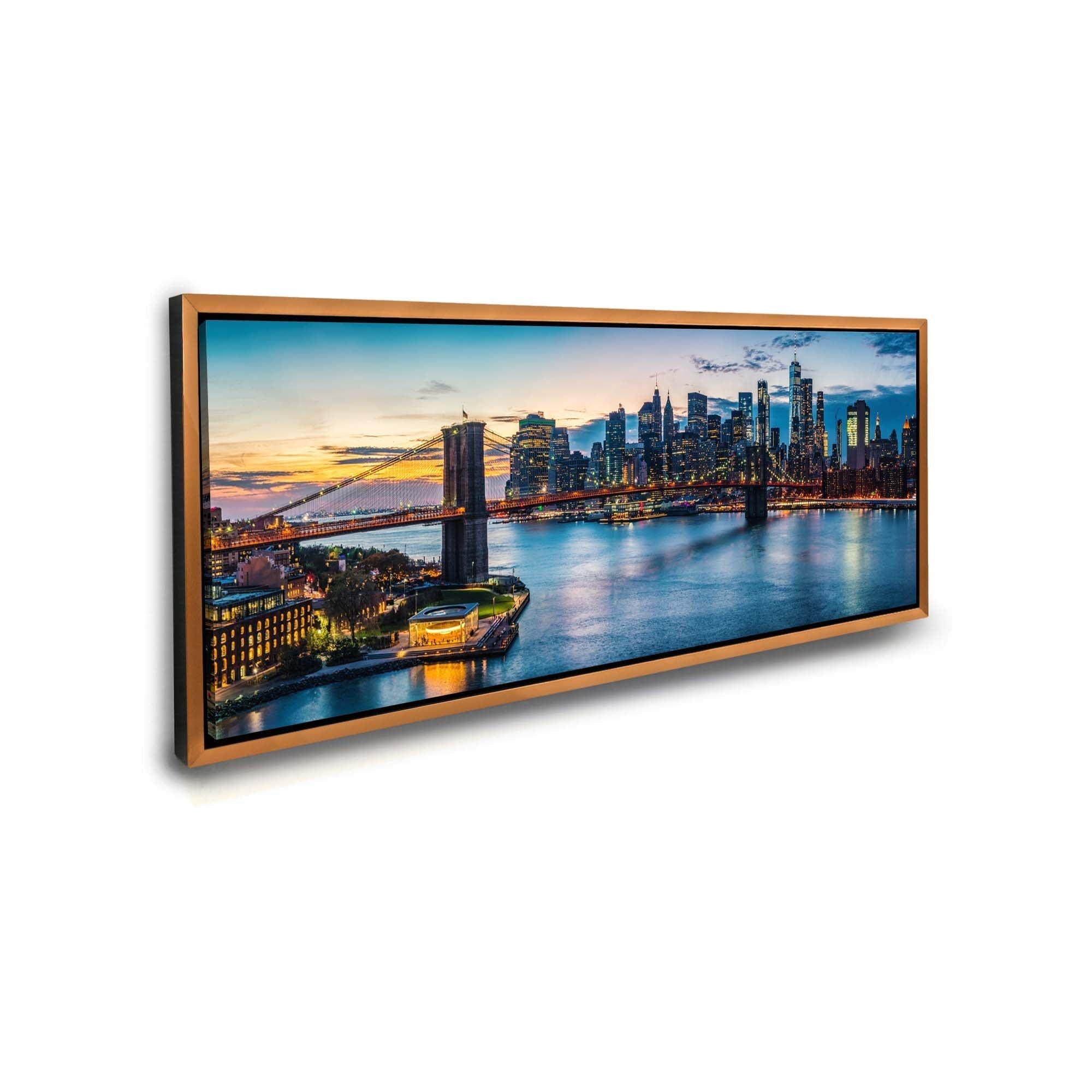 Cities Skylines NYC Sunset Bridge Canvas Wall Art-Wall Art-DECOROLALA