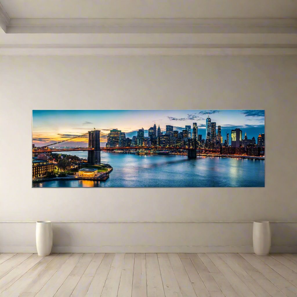 Cities Skylines NYC Sunset Bridge Canvas Wall Art-Wall Art-DECOROLALA