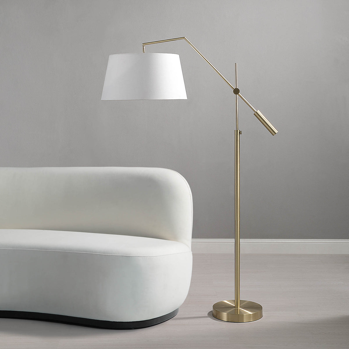 Claire 70" Floor Lamp, Satin Brass-Floor Lamps-DECOROLALA