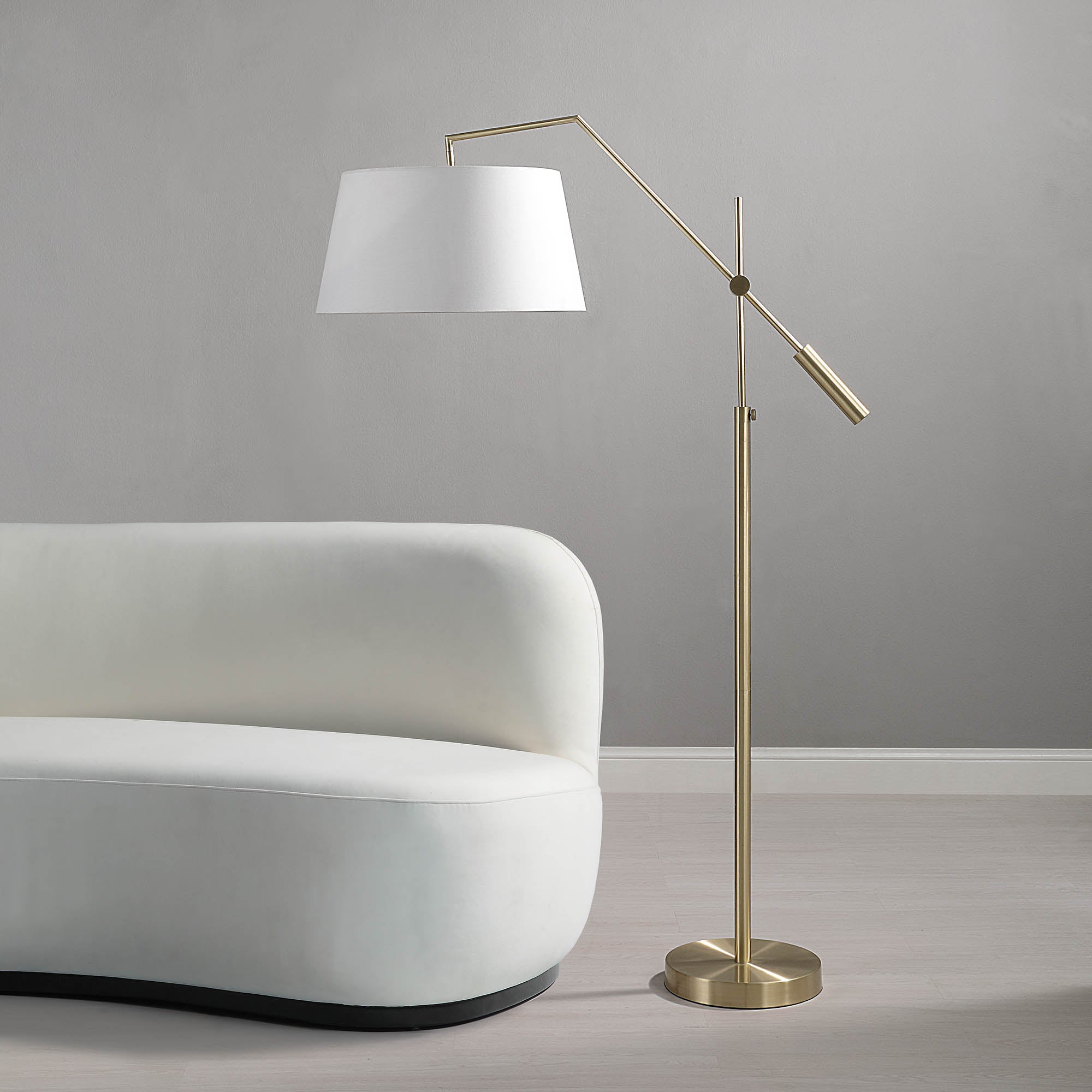 Claire 70" Length Floor Lamp, Satin Brass-Floor Lamp-DECOROLALA