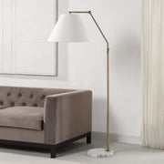 Claire Adjustable Floor Lamp, Marble Base, Yellow-Floor Lamp-DECOROLALA