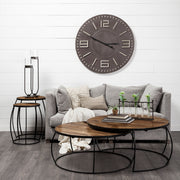 Clapp I Set of 2 (41" & 38") Round Brown Wood Top Iron Base Nesting Coffee Tables-Coffee Tables-DECOROLALA