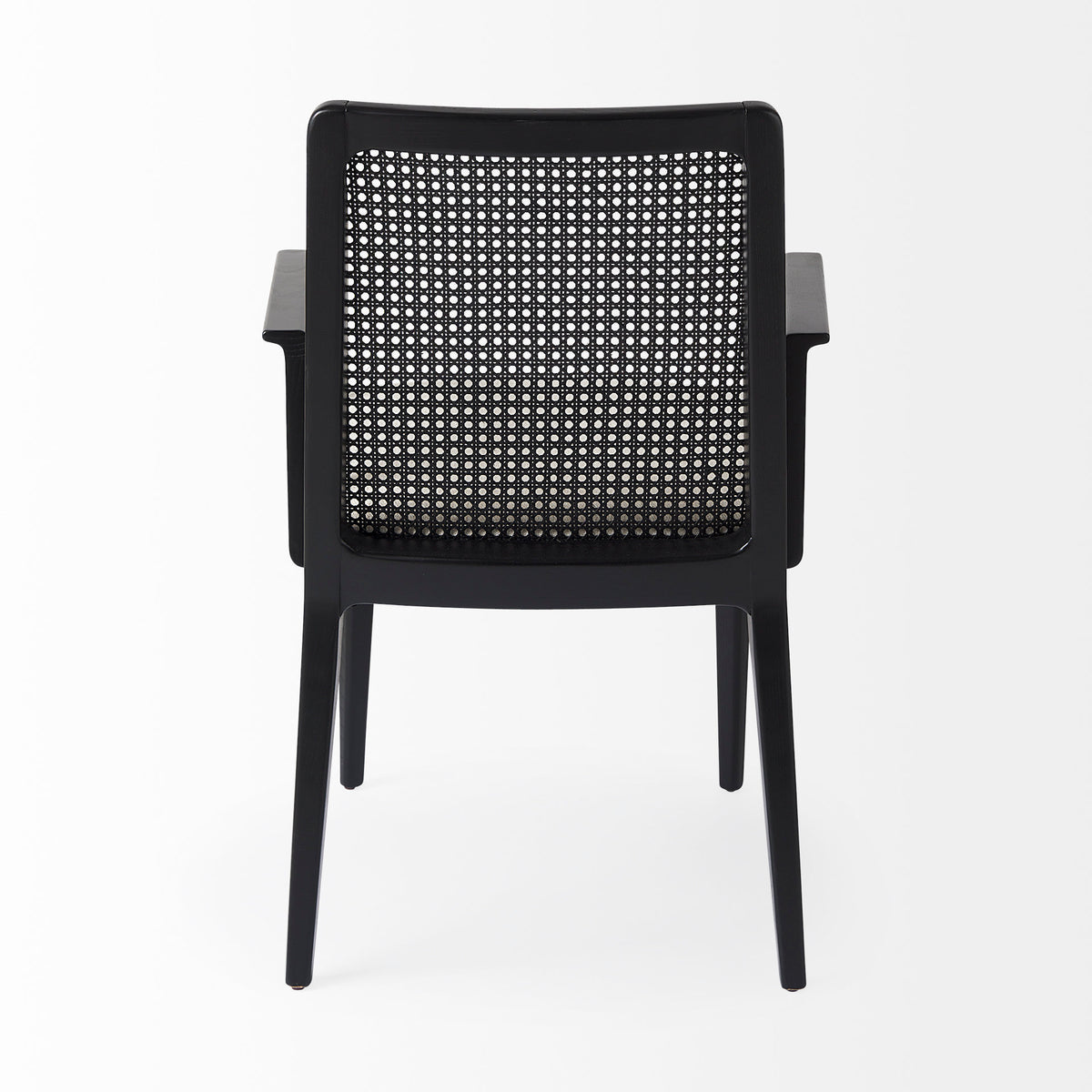 Clara Cane Back Dining Arm Chair | Cream Fabric w/ Black Wood-Dining Chairs-DECOROLALA