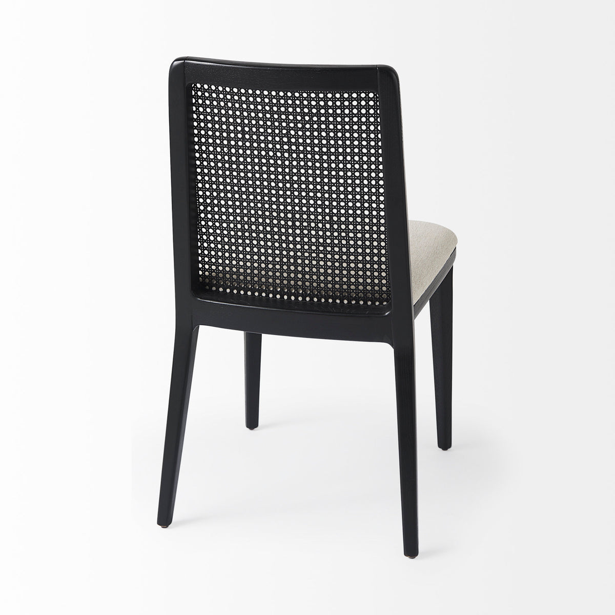 Clara Cane Back Dining Side Chair | Cream Fabric w/ Black Wood-Dining Chairs-DECOROLALA