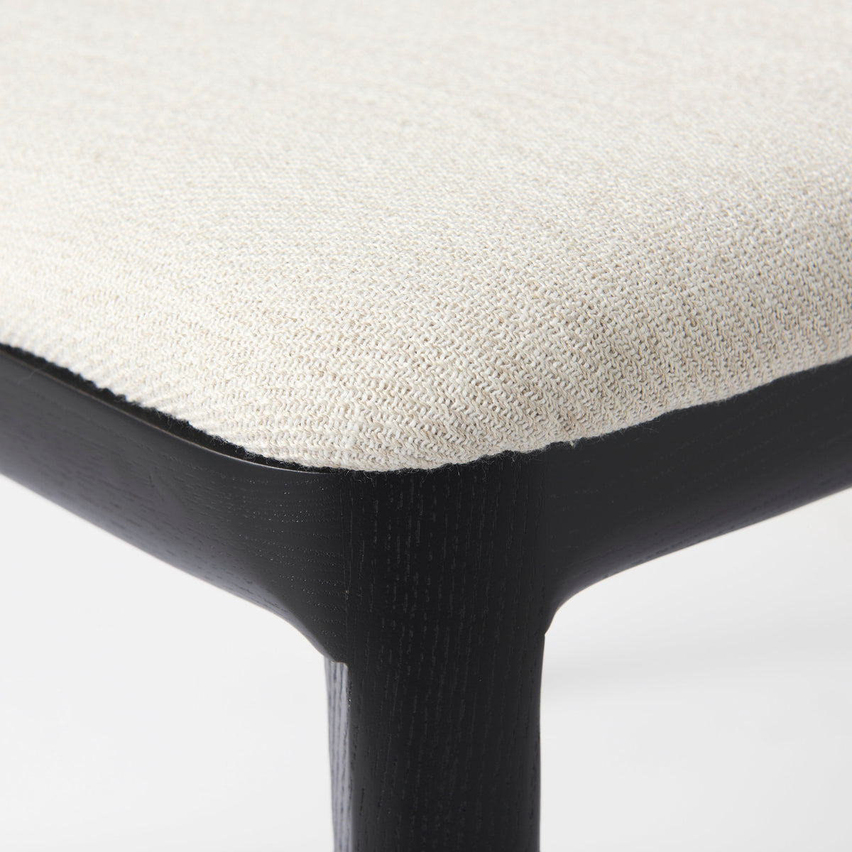 Clara Cane Back Dining Side Chair | Cream Fabric w/ Black Wood-Dining Chairs-DECOROLALA