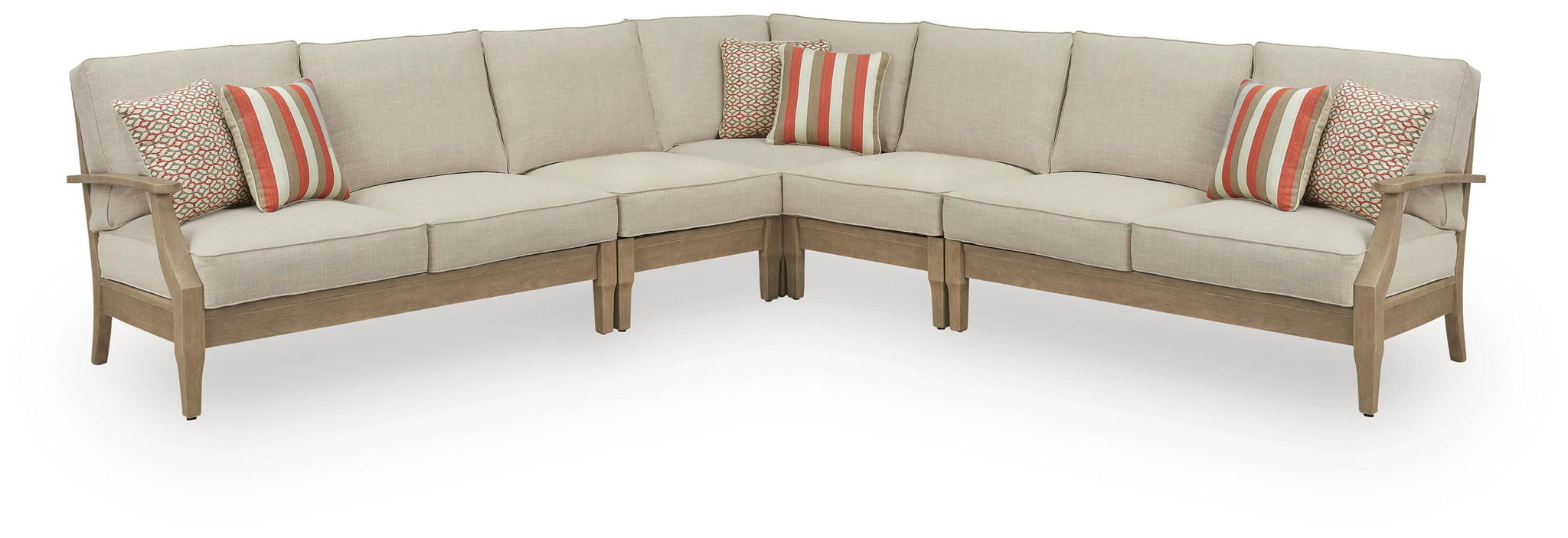 Clare View Outdoor Sectional - Beige-Stationary Sectionals-DECOROLALA