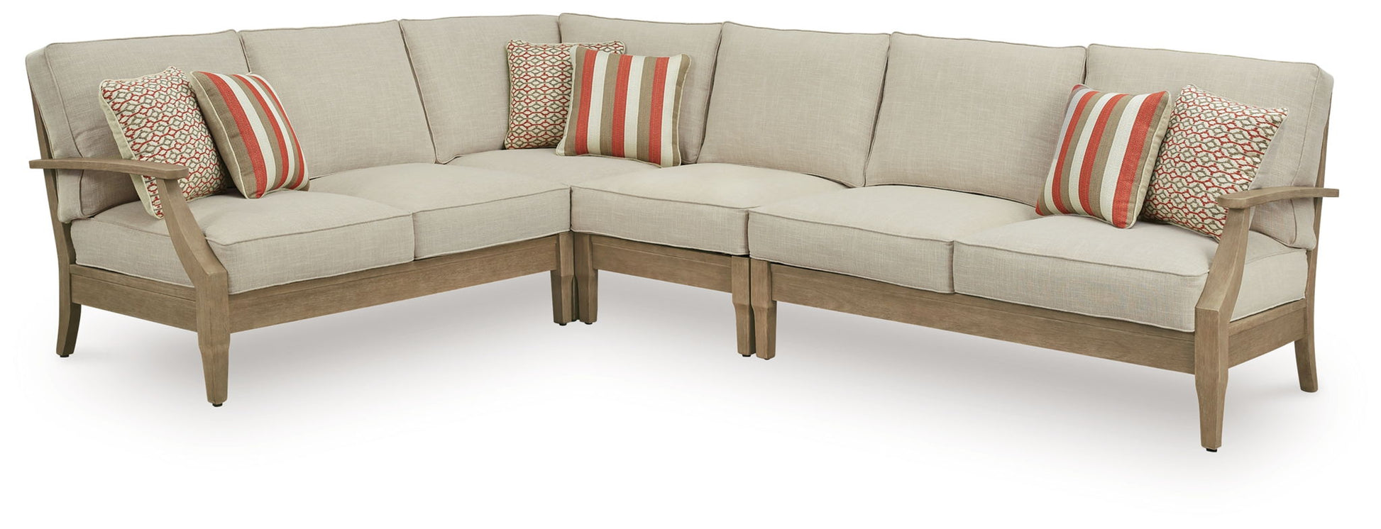 Clare View Outdoor Sectional - Beige-Stationary Sectionals-DECOROLALA