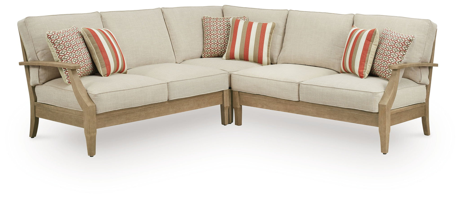 Clare View Outdoor Sectional - Beige-Stationary Sectionals-DECOROLALA