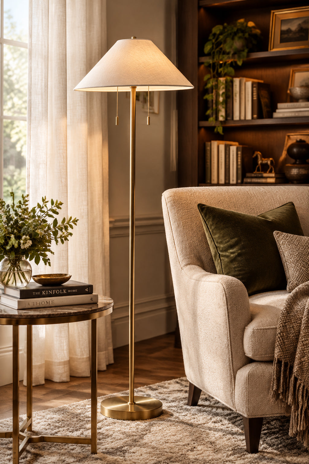 Claremont Floor Lamp Model 9401-21 Brass-Lighting-DECOROLALA