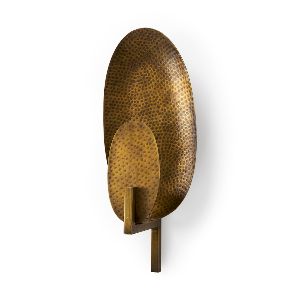 Clarence 7.0L x 5.3W x 17.0H Metal Hammered Gold Round Wall Sconce-Wall Sconces-DECOROLALA