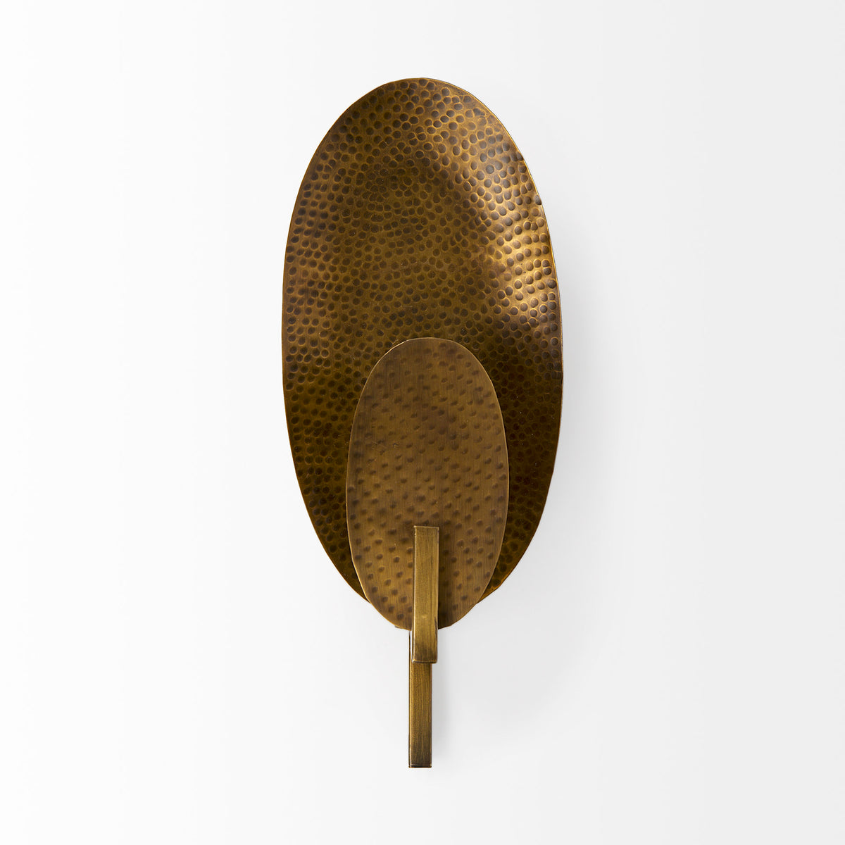 Clarence 7.0L x 5.3W x 17.0H Metal Hammered Gold Round Wall Sconce-Wall Sconces-DECOROLALA
