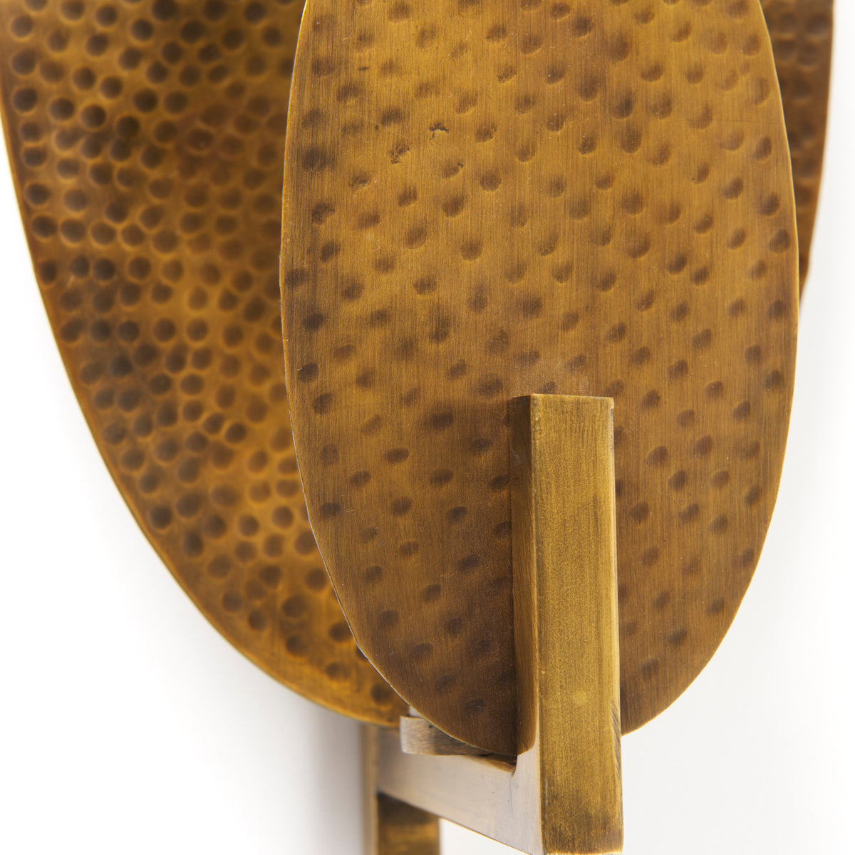 Clarence 7.0L x 5.3W x 17.0H Metal Hammered Gold Round Wall Sconce-Wall Sconces-DECOROLALA