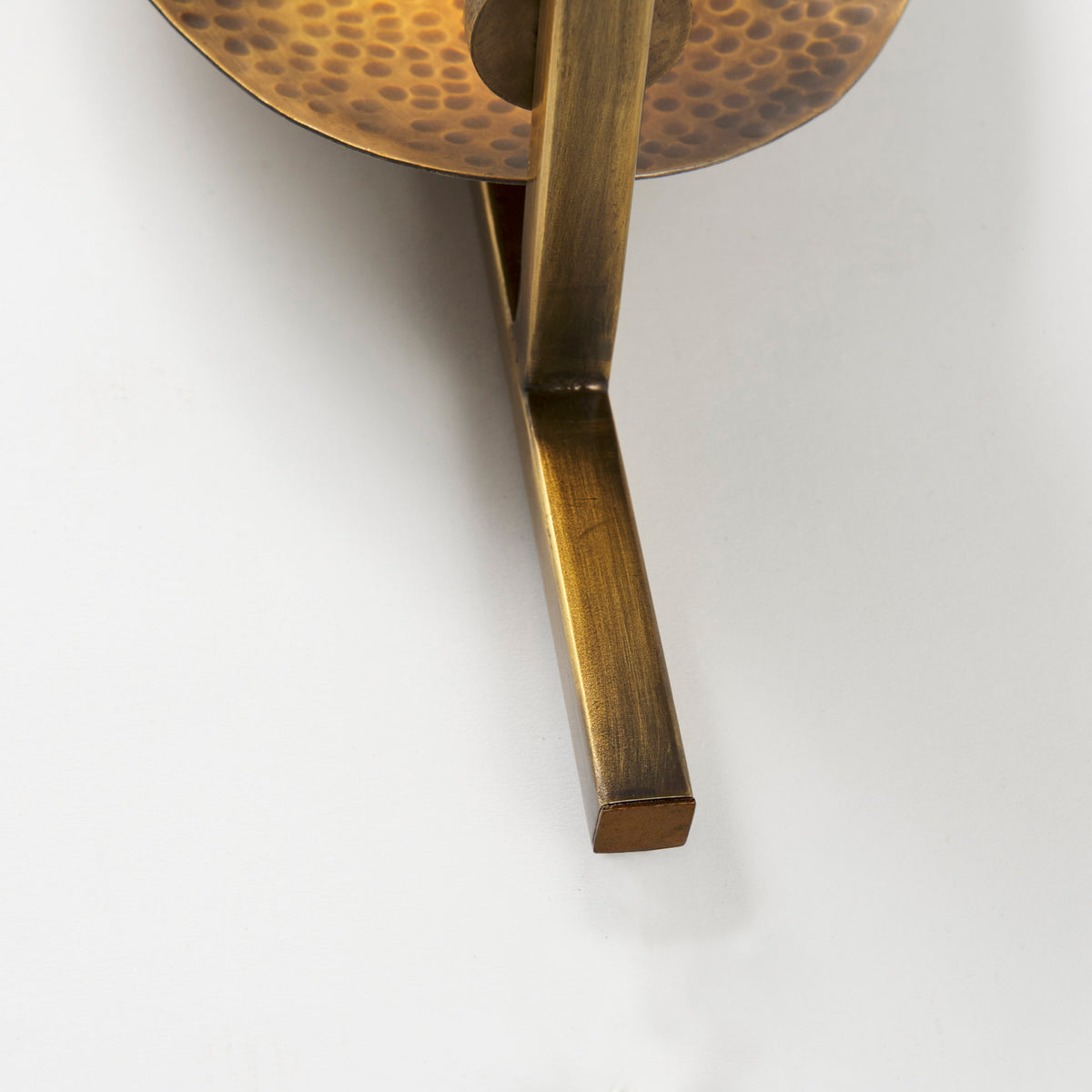 Clarence 7.0L x 5.3W x 17.0H Metal Hammered Gold Round Wall Sconce-Wall Sconces-DECOROLALA