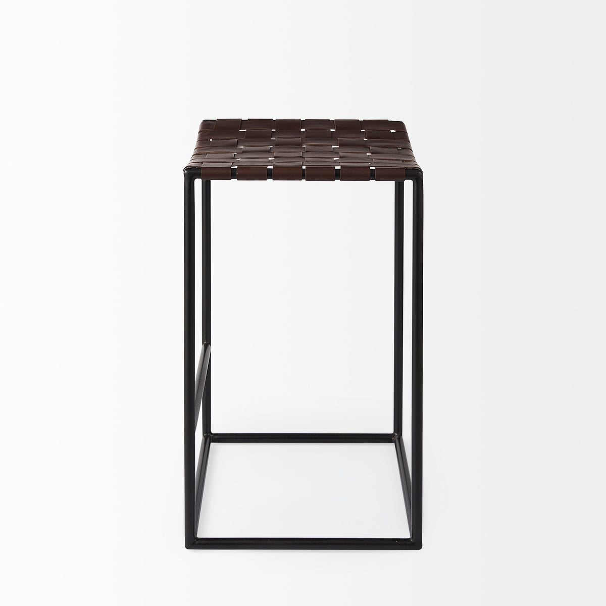 Clarissa 18.0L x 16.0W x 26.25H Woven Leather Seat W/ Gold Frame Counter Stool-Bar Stools-DECOROLALA