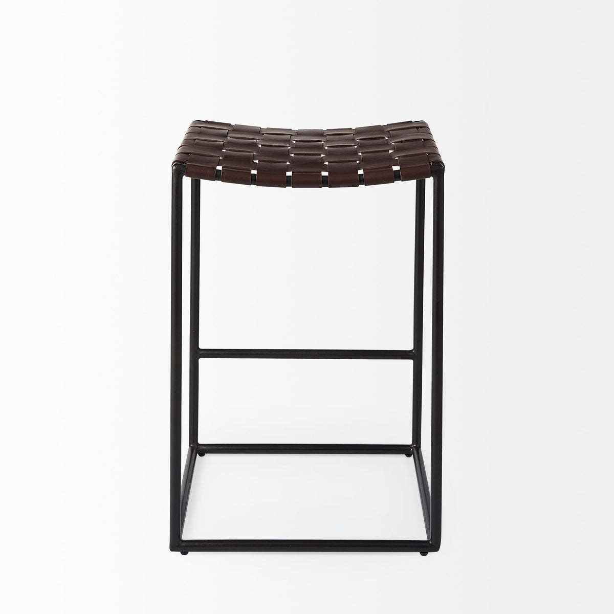 Clarissa 18.0L x 16.0W x 26.25H Woven Leather Seat W/ Gold Frame Counter Stool-Bar Stools-DECOROLALA
